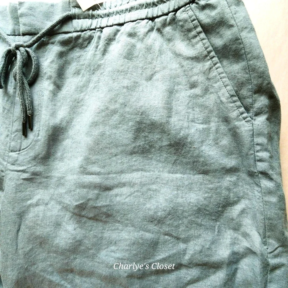 Nordstrom Mens 100% Linen Drawstring Shorts Slate‎ Blue 2XL Casual Travel Cabana